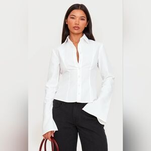 White Seam Detail Fitted Shirt